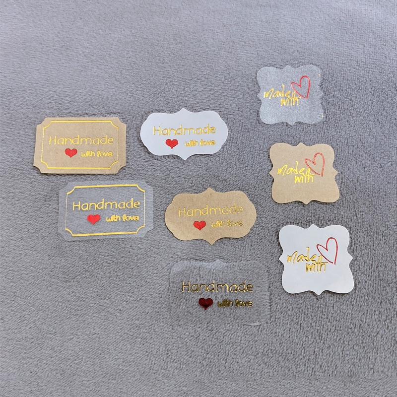 100 개/몫 귀여운 삼색 다각형 수제 사랑 크래프트 씰링 스티커 DIY 선물 케이크 베이킹 포장 라벨